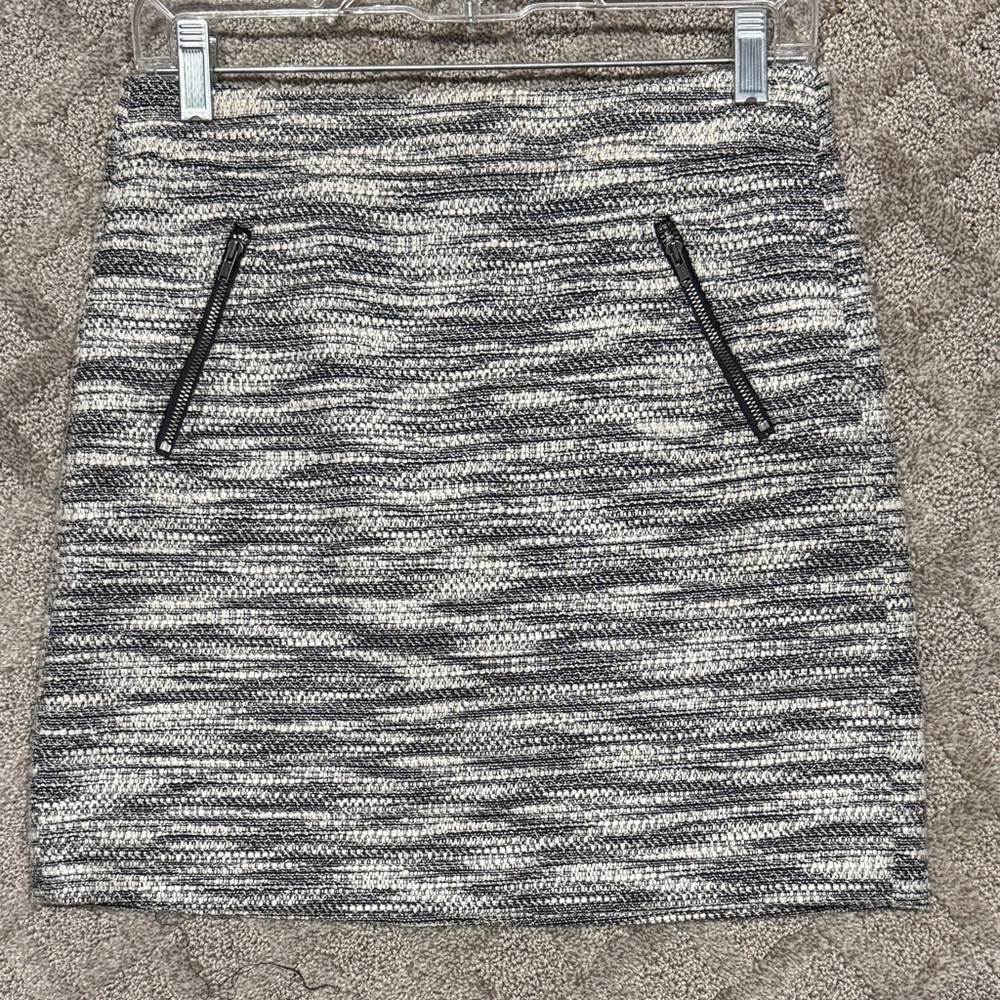 LOFT Black and White Textured Mini Skirt